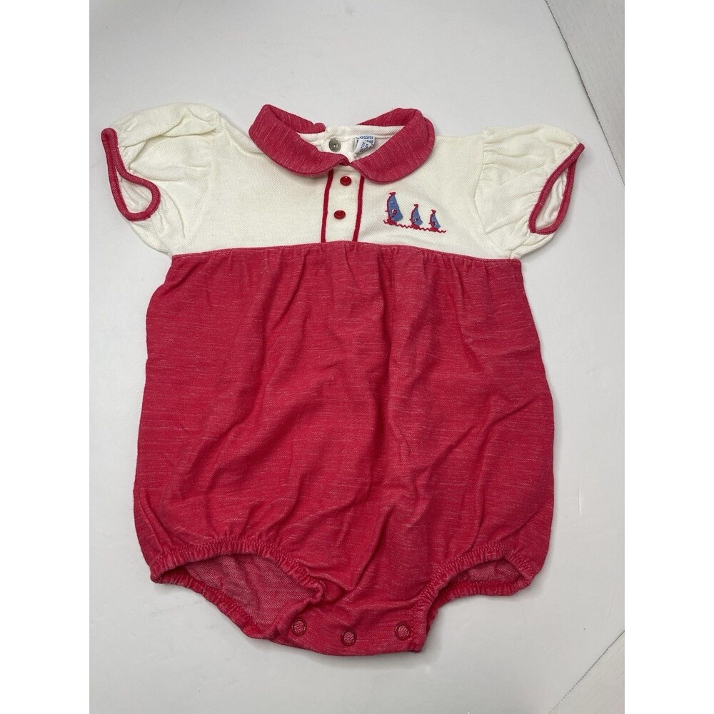 Carters Baby XL Vintage 27-29 Lbs Red White One Piece Sailboat